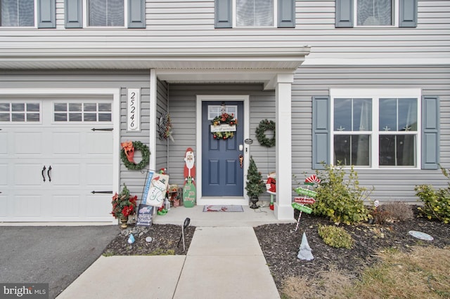 entrance to property with a garage