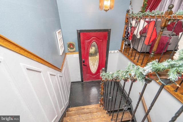 entrance foyer with wood-type flooring