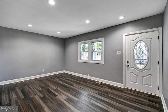 entrance foyer featuring dark wood-type flooring