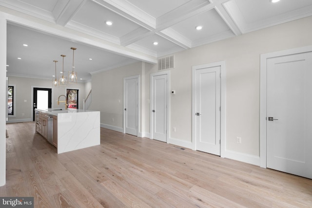 3710 S St NW, Washington, DC 20007 - kitchen featuring recessed lighting, dishwasher, visible vents, and a center island with sink