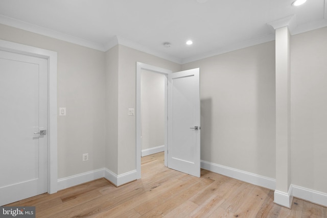 3710 S St NW, Washington, DC 20007 - unfurnished bedroom featuring baseboards, ornamental molding, light wood finished floors, and recessed lighting