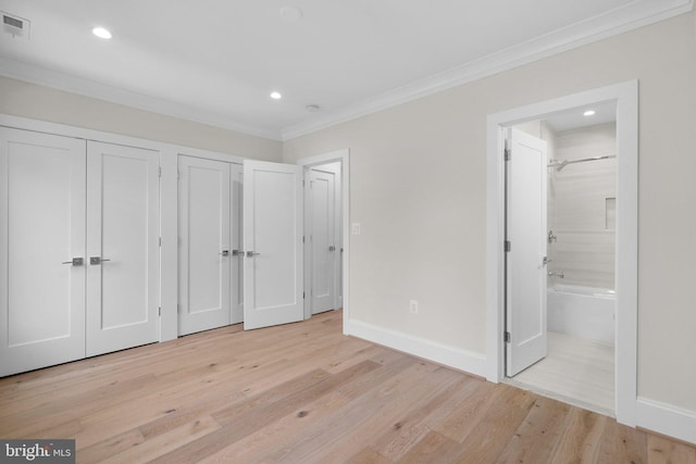3710 S St NW, Washington, DC 20007 - unfurnished bedroom with baseboards, ornamental molding, recessed lighting, and two closets