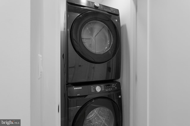 3710 S St NW, Washington, DC 20007 - laundry room with stacked washer and clothes dryer and laundry area