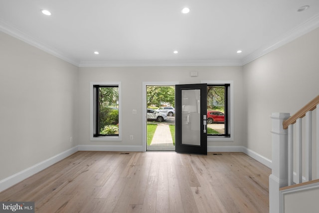 3710 S St NW, Washington, DC 20007 - foyer entrance featuring baseboards, wood finished floors, recessed lighting, and stairs