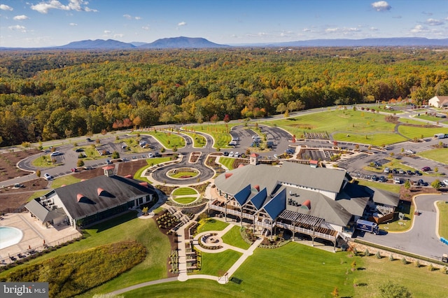 drone / aerial view with a mountain view