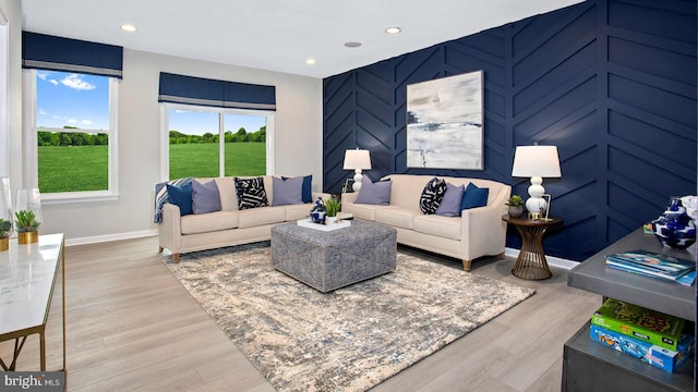 living room featuring light hardwood / wood-style floors