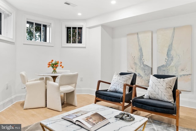 living area featuring light hardwood / wood-style flooring