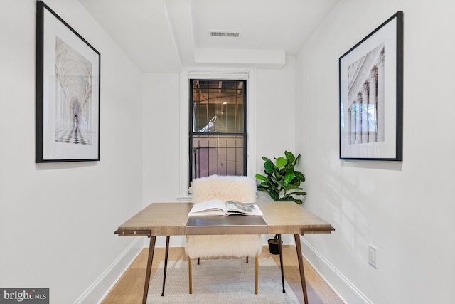 office area featuring hardwood / wood-style floors