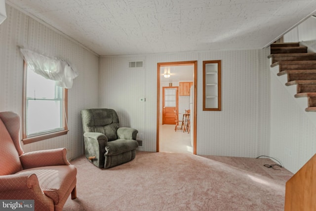 sitting room with carpet