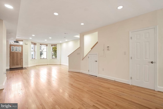 unfurnished living room featuring light hardwood / wood-style flooring