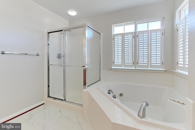 bathroom with independent shower and bath