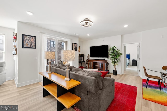 living room featuring light hardwood / wood-style floors