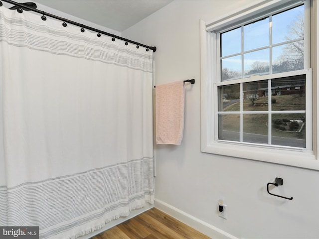 bathroom featuring wood-type flooring