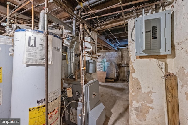 utilities featuring water heater and electric panel