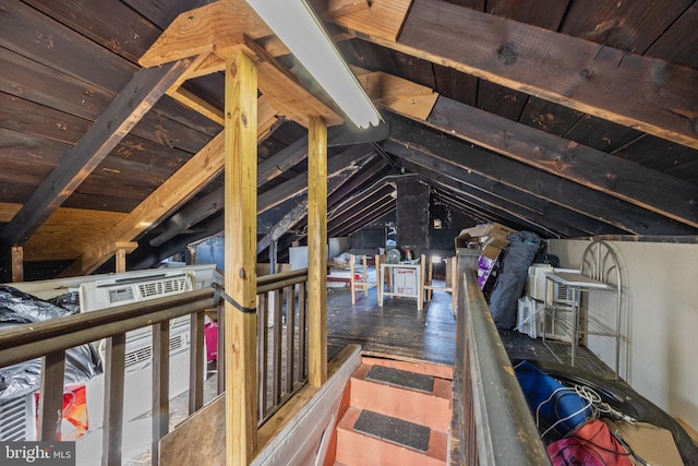 view of unfinished attic