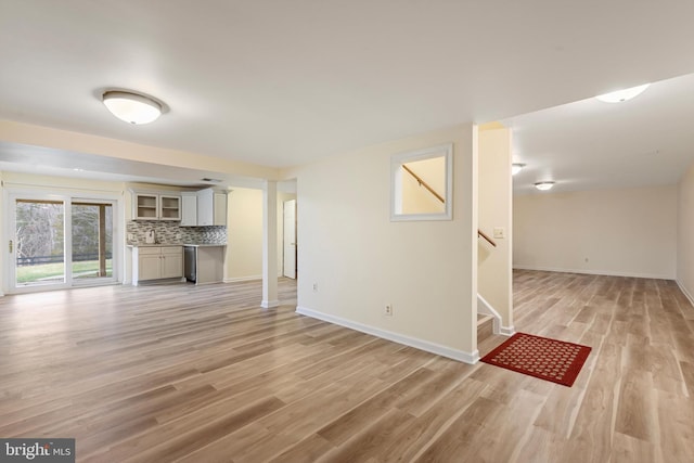 unfurnished living room with light hardwood / wood-style floors