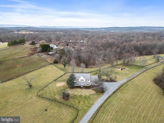 drone / aerial view with a rural view