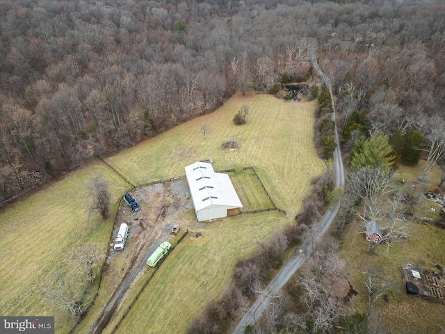 bird's eye view with a rural view