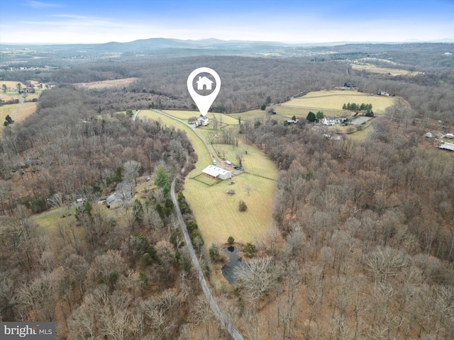 bird's eye view with a mountain view