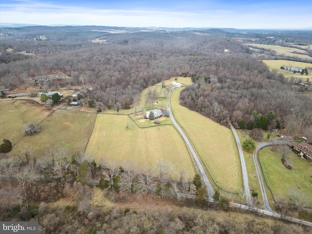 bird's eye view with a rural view