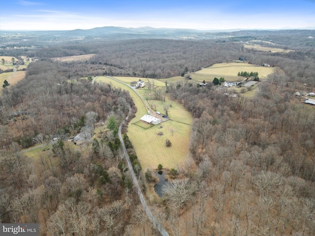 aerial view with a rural view and a mountain view