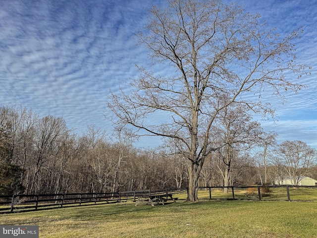 view of property's community featuring a rural view and a yard