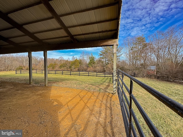 view of patio with a rural view