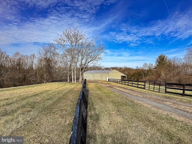 view of road featuring a rural view