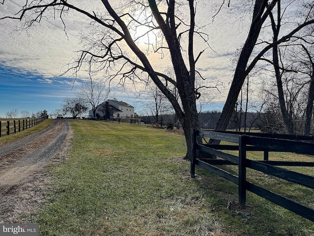 view of road with a rural view