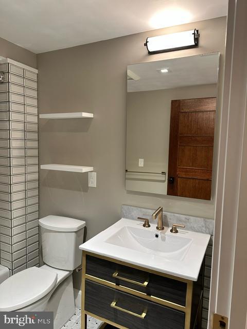 bathroom with vanity and toilet