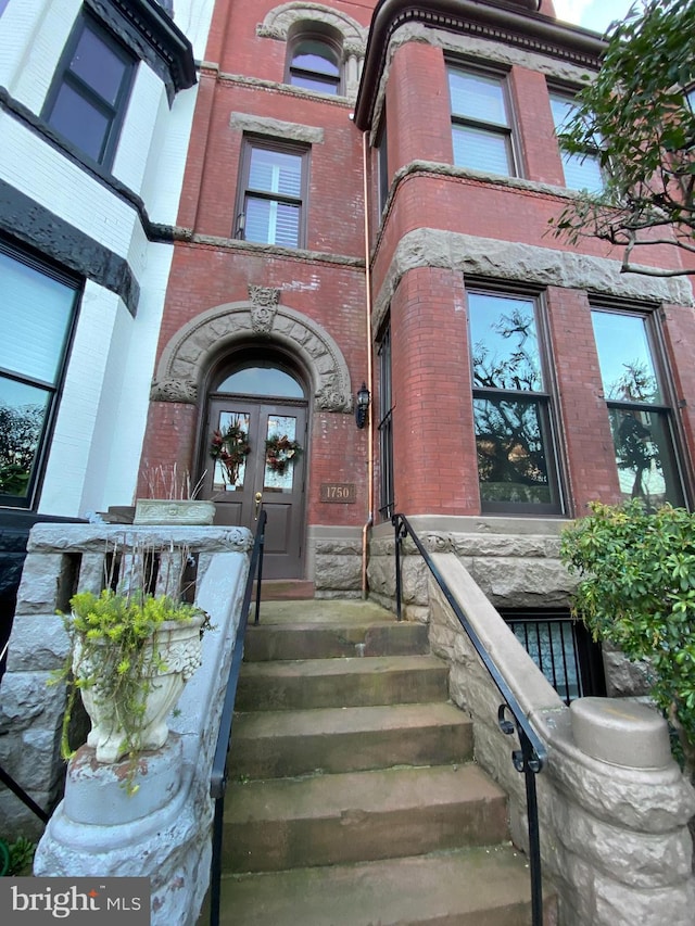 property entrance with french doors