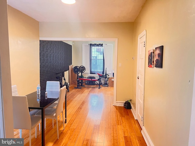 hallway featuring light wood-type flooring