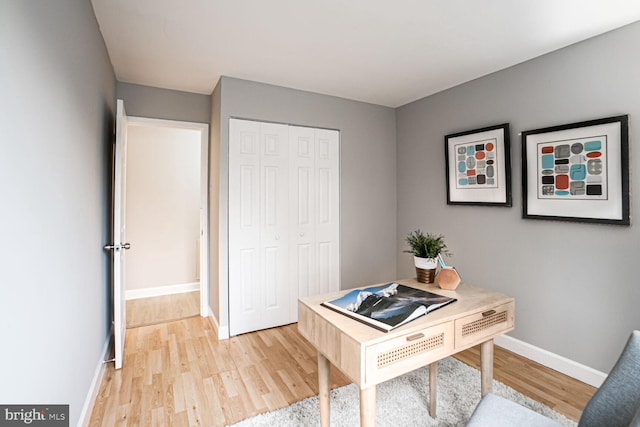 office space featuring light hardwood / wood-style flooring