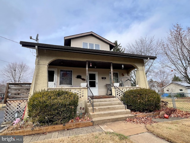 view of front facade featuring covered porch