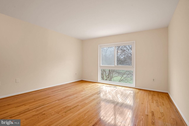 spare room with light hardwood / wood-style floors