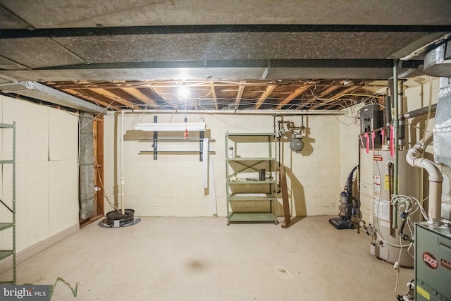 basement with water heater