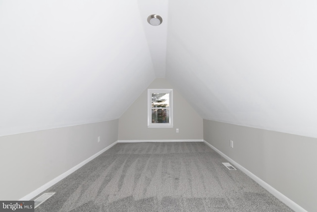 additional living space with carpet and vaulted ceiling