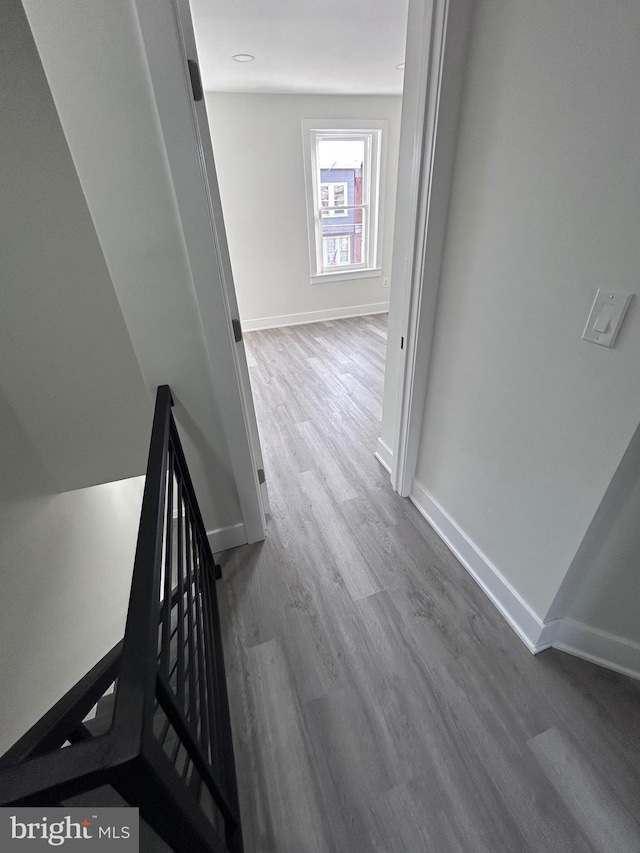 corridor featuring wood-type flooring