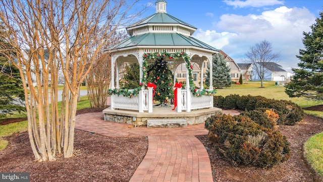 view of patio / terrace featuring a gazebo