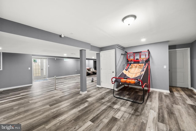 interior space with hardwood / wood-style flooring