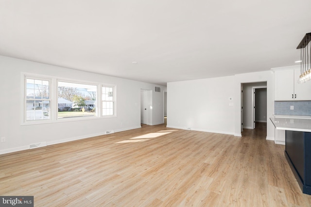 unfurnished living room featuring light hardwood / wood-style flooring