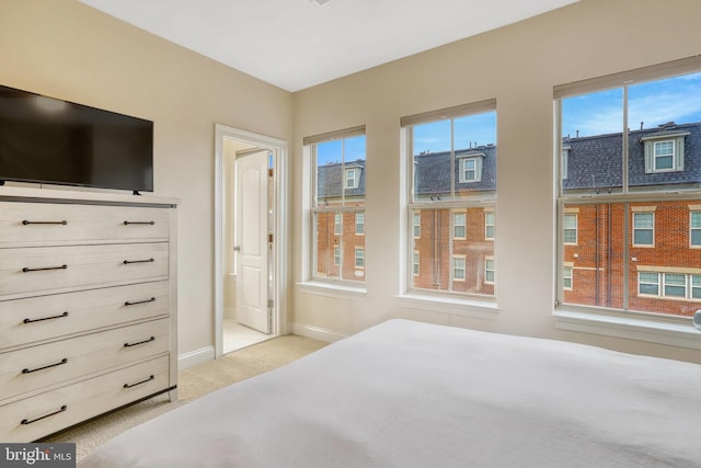 carpeted bedroom with multiple windows