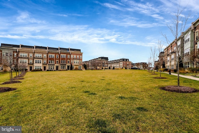 view of home's community featuring a lawn