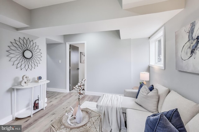 living room with light hardwood / wood-style flooring