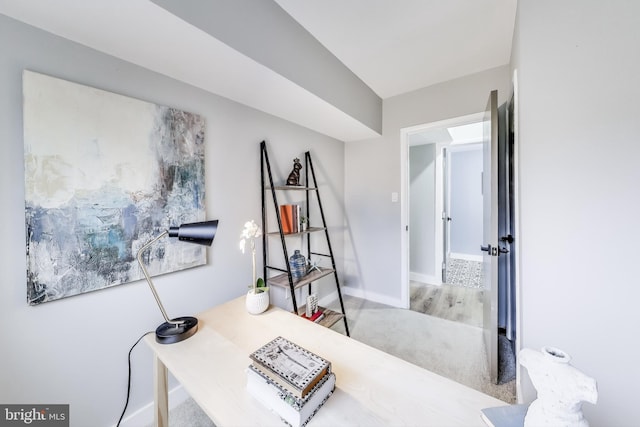 office space featuring light wood-type flooring