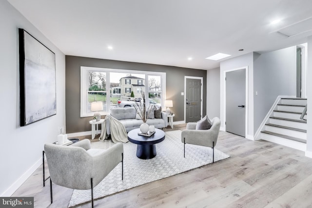 living room featuring light wood-type flooring