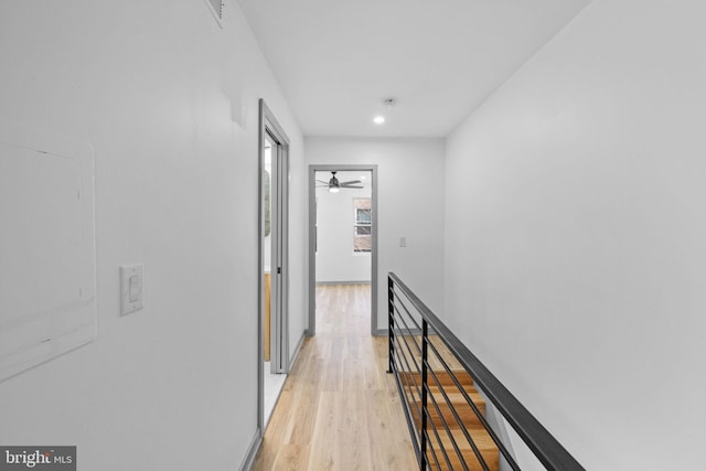 corridor featuring light wood-type flooring