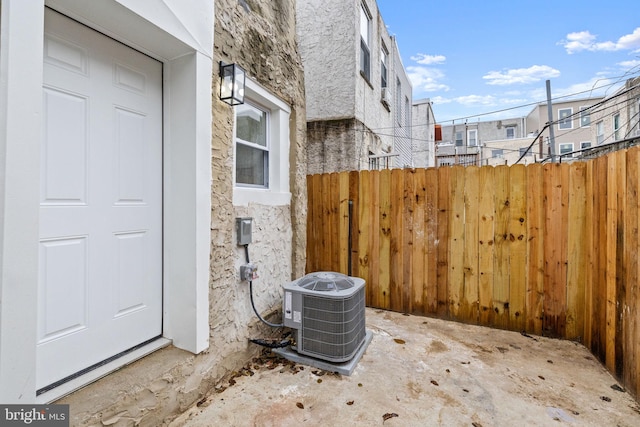 view of patio featuring central AC unit