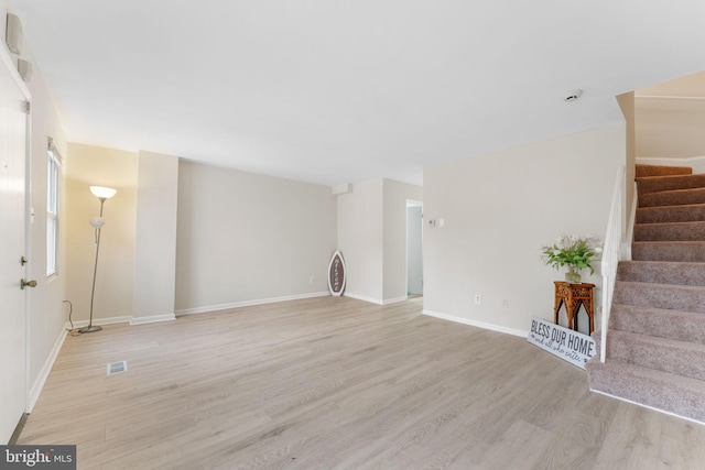 unfurnished living room featuring light hardwood / wood-style flooring