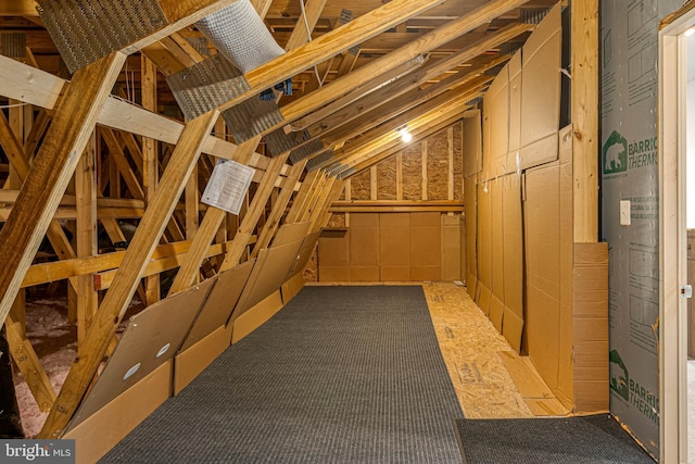 view of unfinished attic